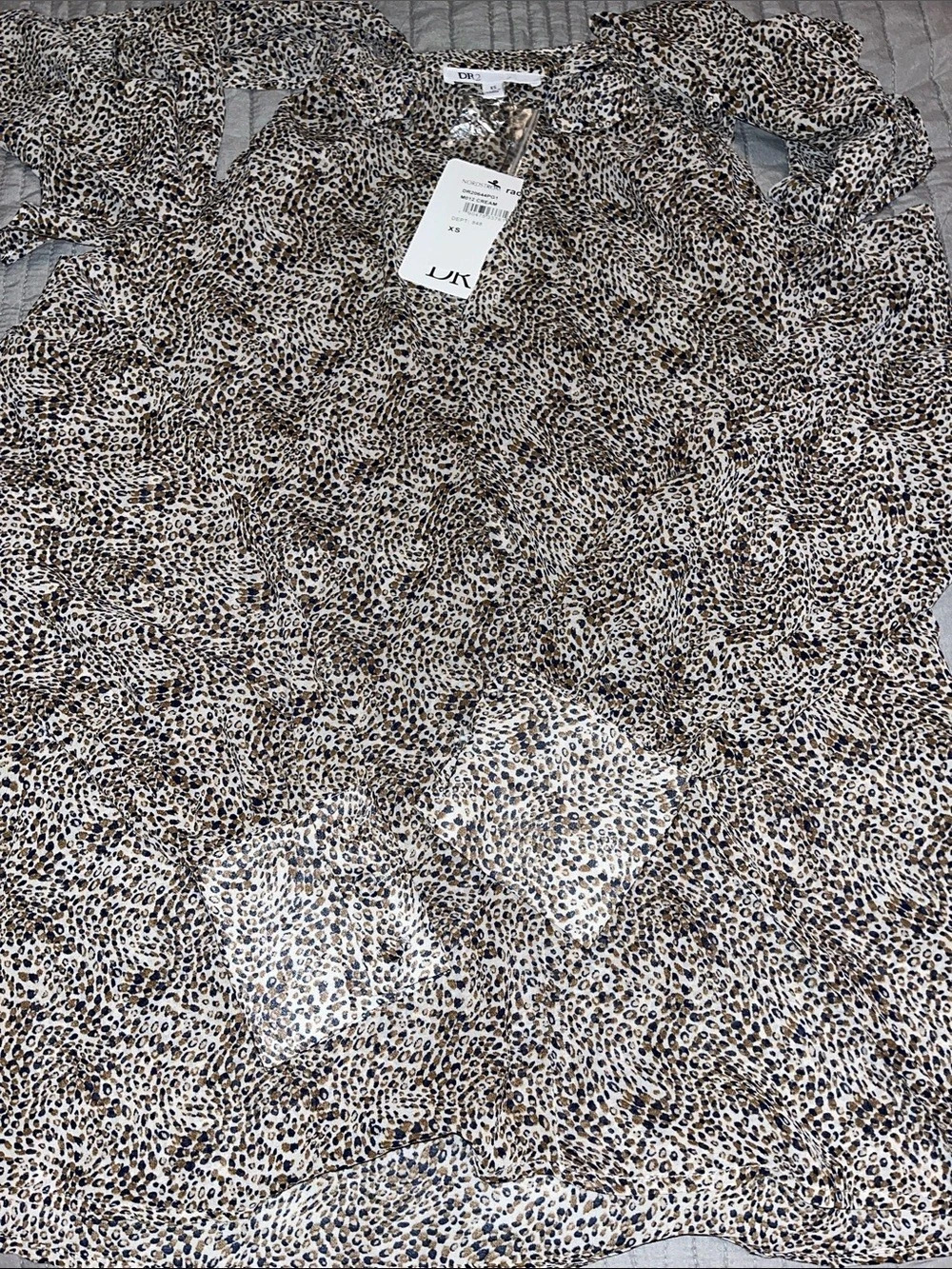 DR2 Leopard Print Blouse in Brown & White Size XS NWT